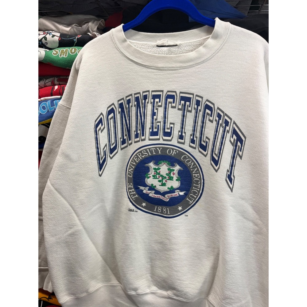 Vintage UConn Huskies University of Connecticut Sweatshirt White Trau Loevner XL